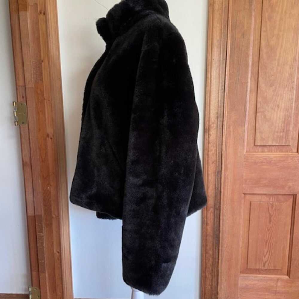 MARALYN & ME Faux Fur Snap Front High Collar Jacket Black Junior XL - Picture 10 of 16
